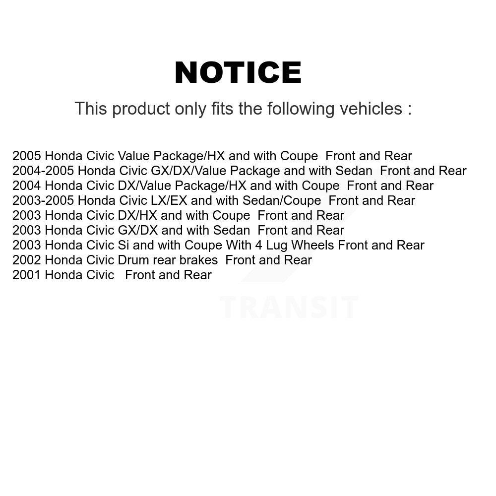 Front Rear Disc Brake Rotors Ceramic Pads And Drum Kit For Honda Civic