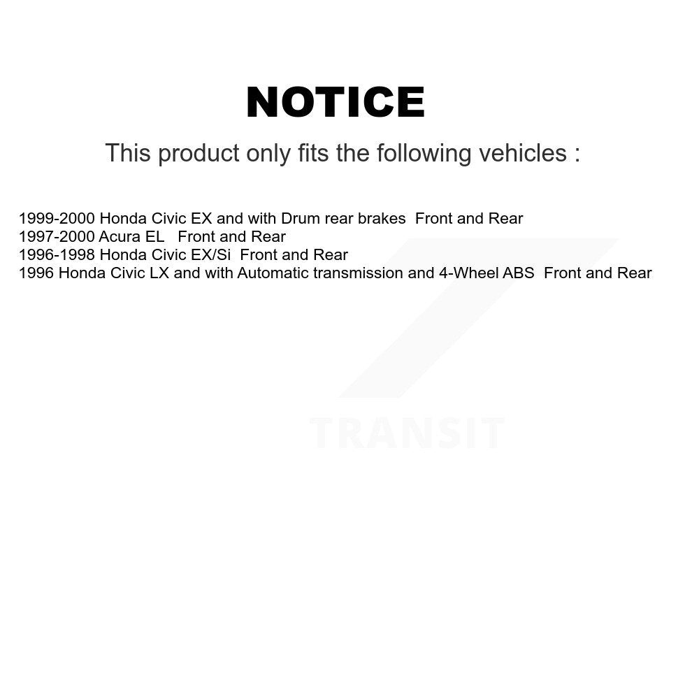 Rotors de frein à disque avant et arrière, plaquettes en céramique et Kit de batterie pour Honda Civic Acura EL 