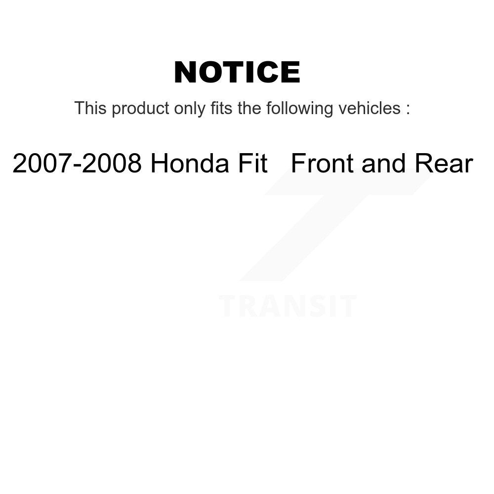 Rotors de frein à disque avant et arrière, plaquettes en céramique et Kit de batterie pour Honda Fit 2007 – 2008 