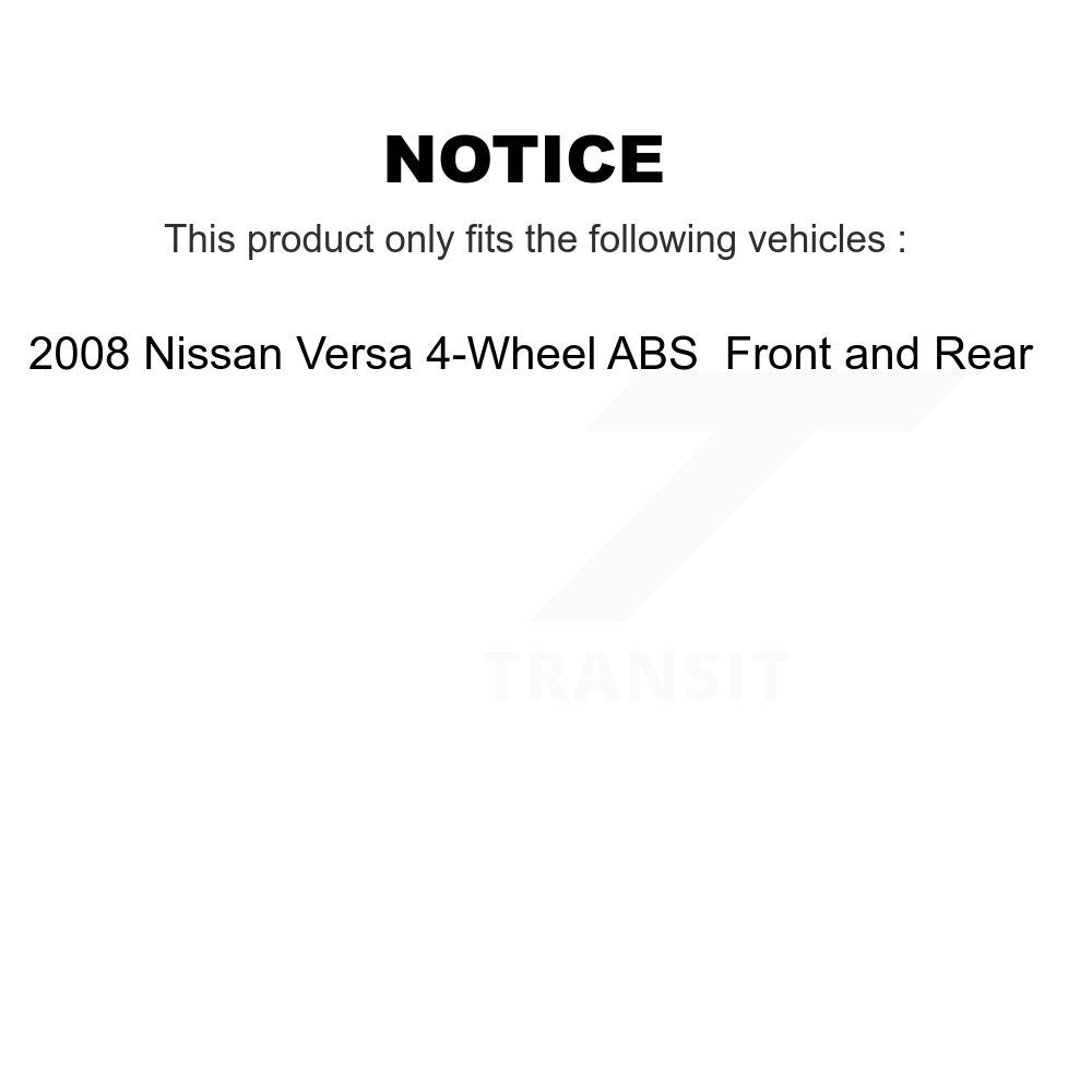 [Front+Rear] 2008 Nissan Versa 4-Wheel ABS Premium OE Brake Rotor Drum Kit & Ceramic Pads For Max Braking