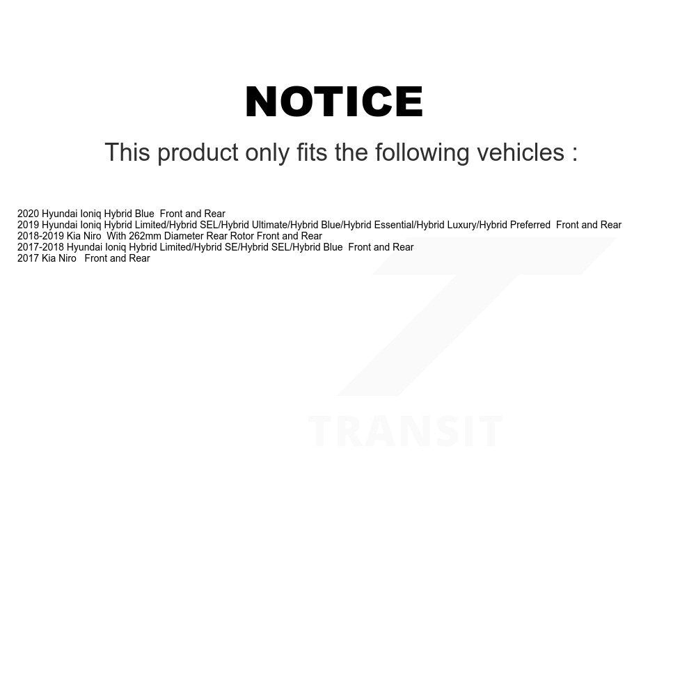 Front Rear Disc Brake Rotors And Ceramic Pads Kit For Kia Niro Hyundai Ioniq