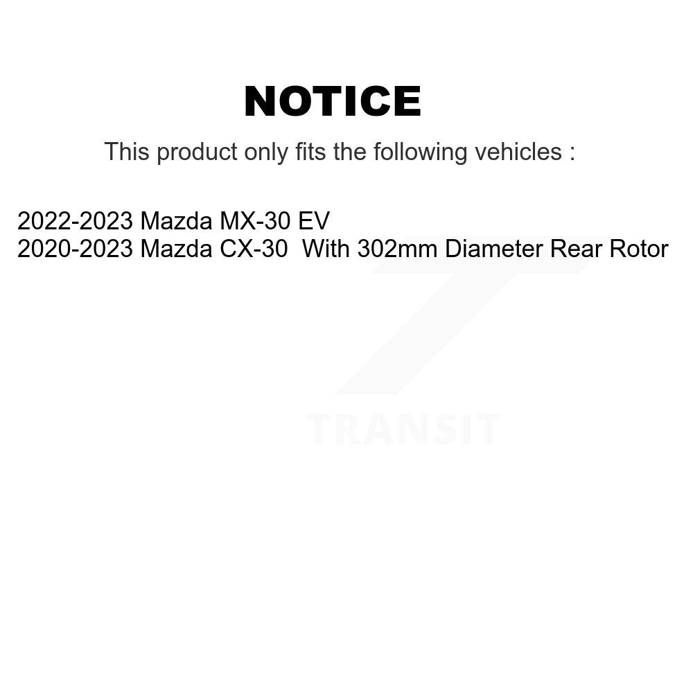 Rear Disc Brake Rotors And Ceramic Pads Kit For Mazda CX-30 MX-30 EV