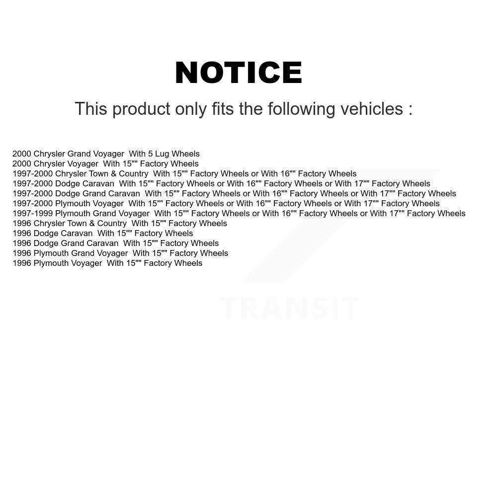 Front Rear Brake Rotor Ceramic Pad Drum Kit (7Pc) For Dodge Caravan Grand Town &