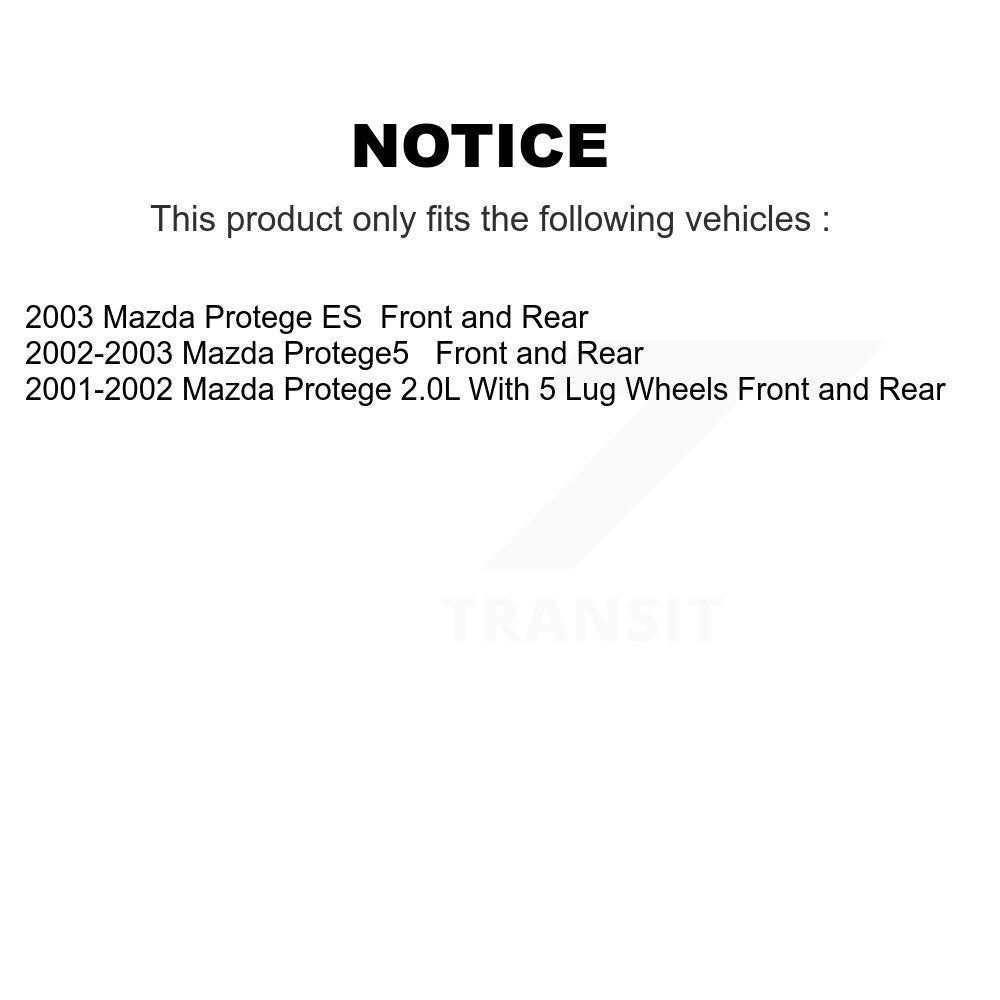 Front Rear Disc Brake Rotors Ceramic Pad And Drum Kit For Mazda Protege Protege5