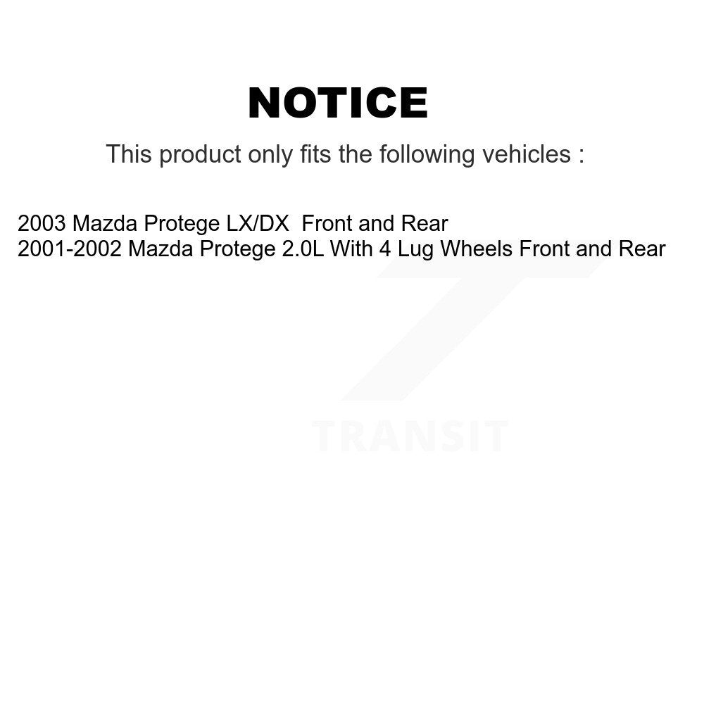 Front Rear Disc Brake Rotors Ceramic Pads And Drum Kit For Mazda Protege