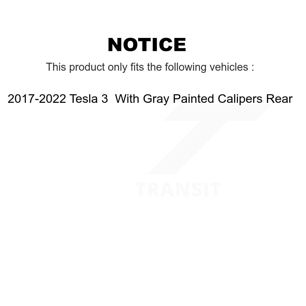 Rear Brake Rotors & Ceramic Pad Kit For 17-22 Tesla 3 With Gray Painted Calipers