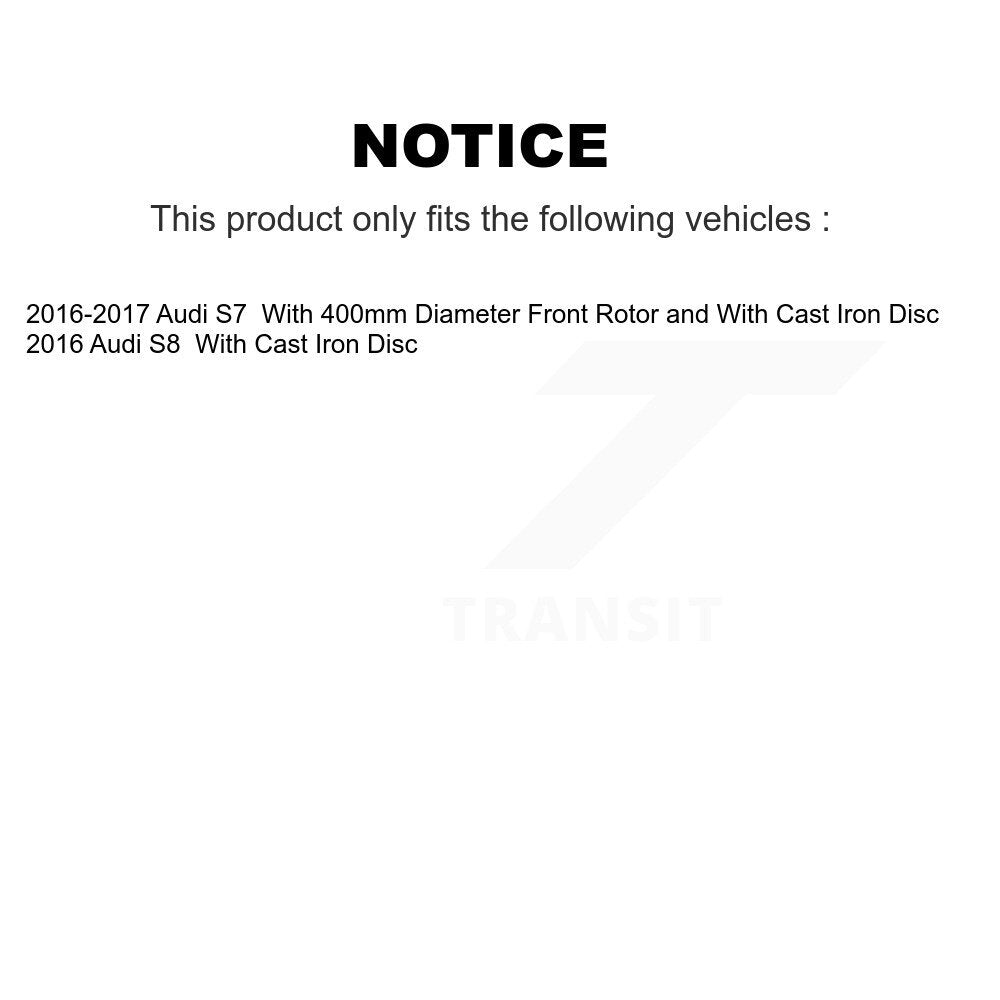 Front Rear Disc Brake Rotor Ceramic Pad Kit For 2016 Audi S8 With Cast Iron