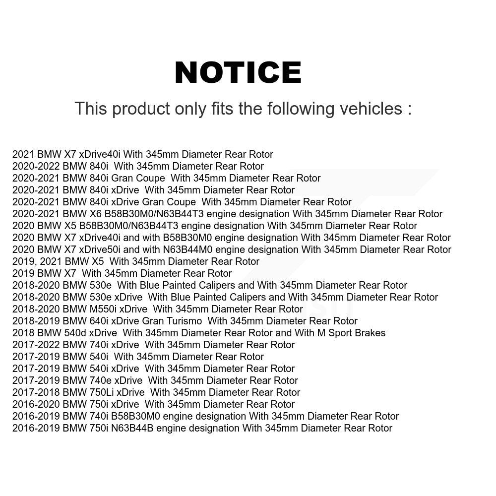 Rear Brake Rotors & Ceramic Pad Kit For BMW X5 X7 540i xDrive X6 750i M550i 530e