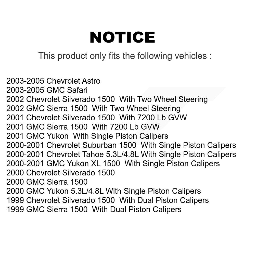 Front Rear Brake Caliper Kit For Chevrolet Silverado 1500 GMC Sierra Astro Tahoe