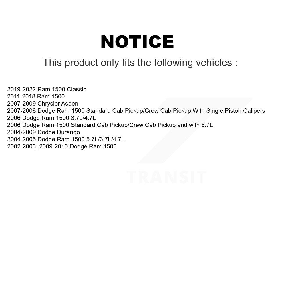 Rear Disc Brake Caliper Kit For Ram 1500 Classic Dodge Durango Chrysler Aspen