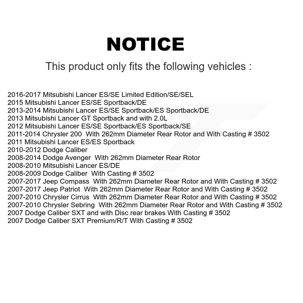 Rear Disc Brake Caliper Kit For Jeep Dodge Patriot Chrysler Compass Avenger 200
