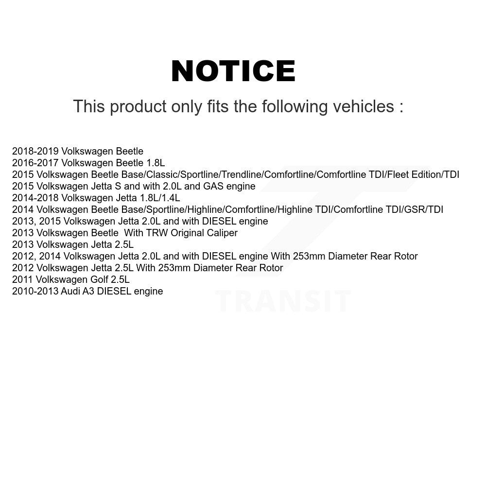 Rear Brake Caliper Left Right Side Kit For Volkswagen Jetta Beetle Golf Audi A3