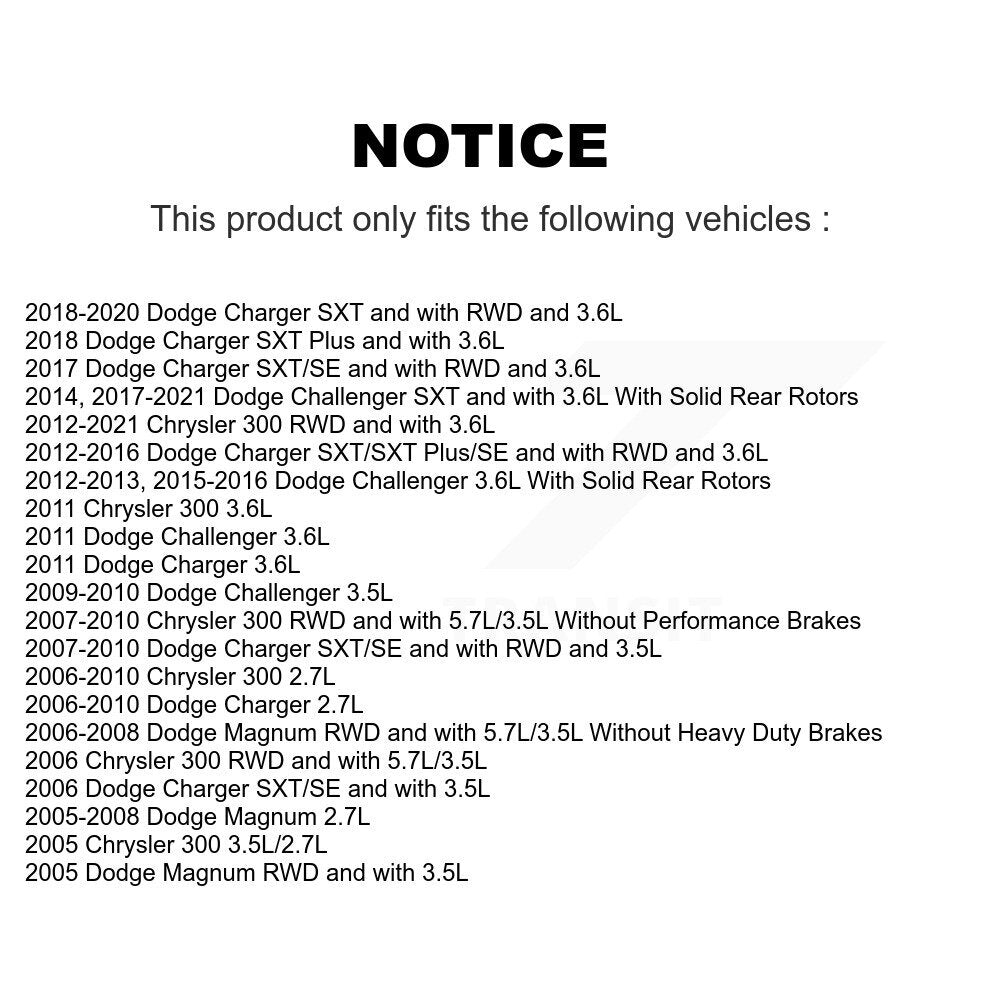 Rear Disc Brake Caliper Kit For Dodge Chrysler 300 Charger Challenger Magnum