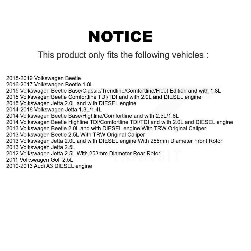 Front Rear Brake Caliper Left Right Kit For Volkswagen Jetta Beetle Golf Audi A3