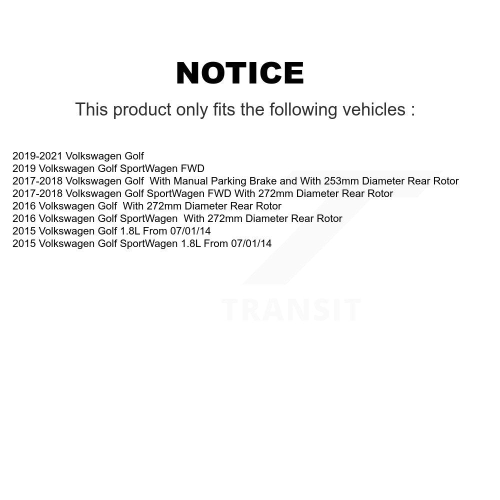Front Rear Brake Caliper Left Right (Driver Passenger) Kit For Volkswagen Golf SportWagen KBC-100894
