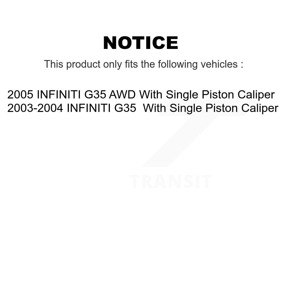 Rear Brake Caliper Rotor And Ceramic Pad Kit For INFINITI G35 With Single Piston KC8-100023T