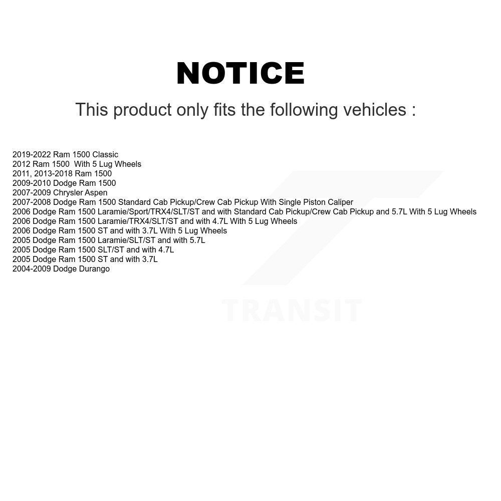 Rear Brake Caliper Rotor And Ceramic Pad Kit For Ram 1500 Classic Dodge Durango Chrysler KC8-100038T