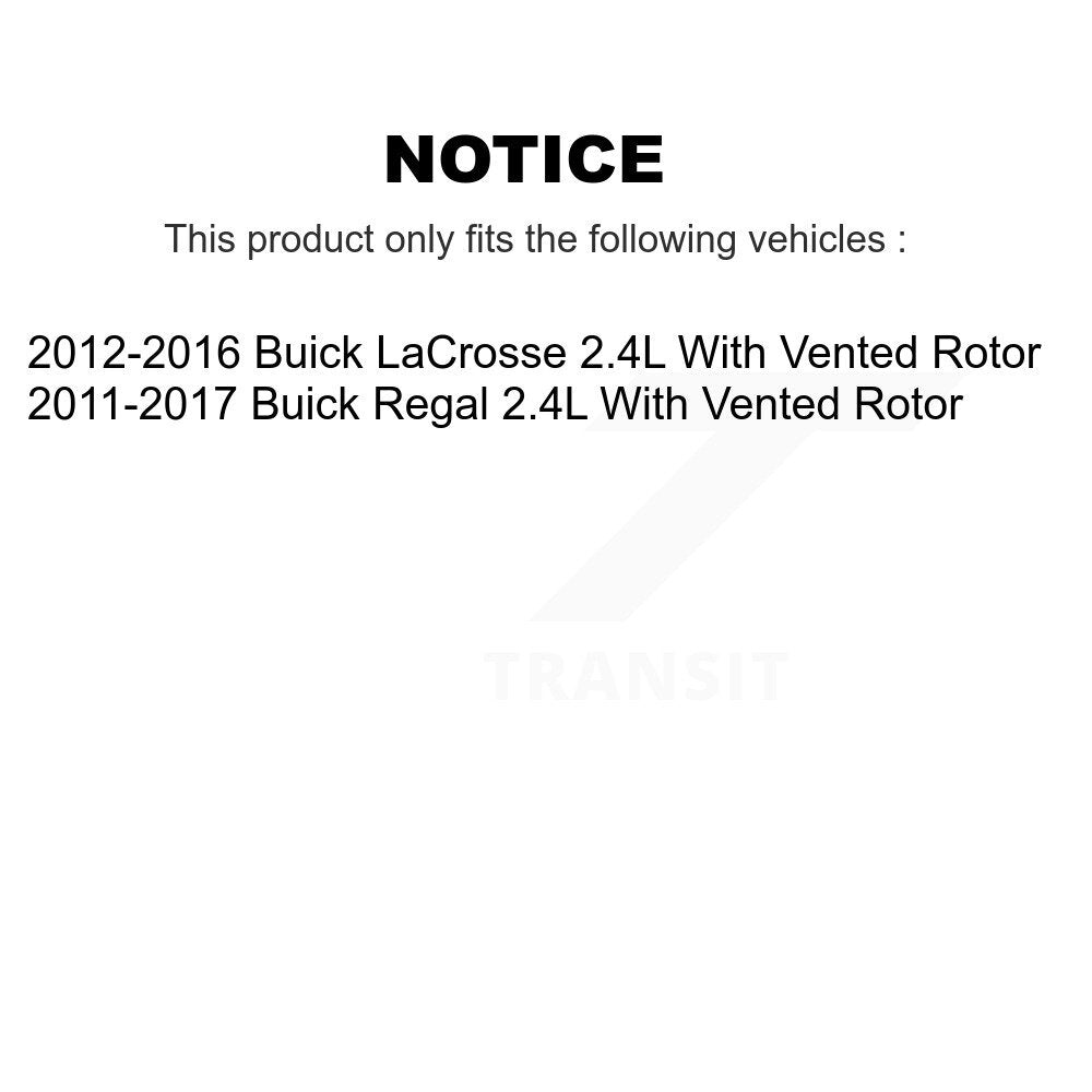 Rear Brake Caliper Rotor Ceramic Pad Kit For Buick Regal LaCrosse With Vented 2.4L KC8-100072T
