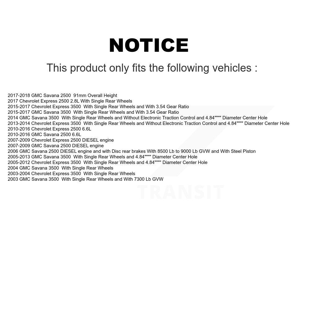 Rear Brake Rotor And Ceramic Pad Kit With Calipers For Chevrolet Express 3500 2500 GMC