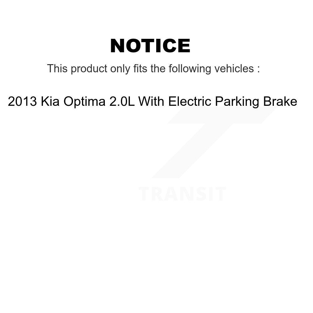 Rear Brake Caliper Rotor Ceramic Pad Kit For Kia Optima 2.0L With Electric Parking KC8-100172T