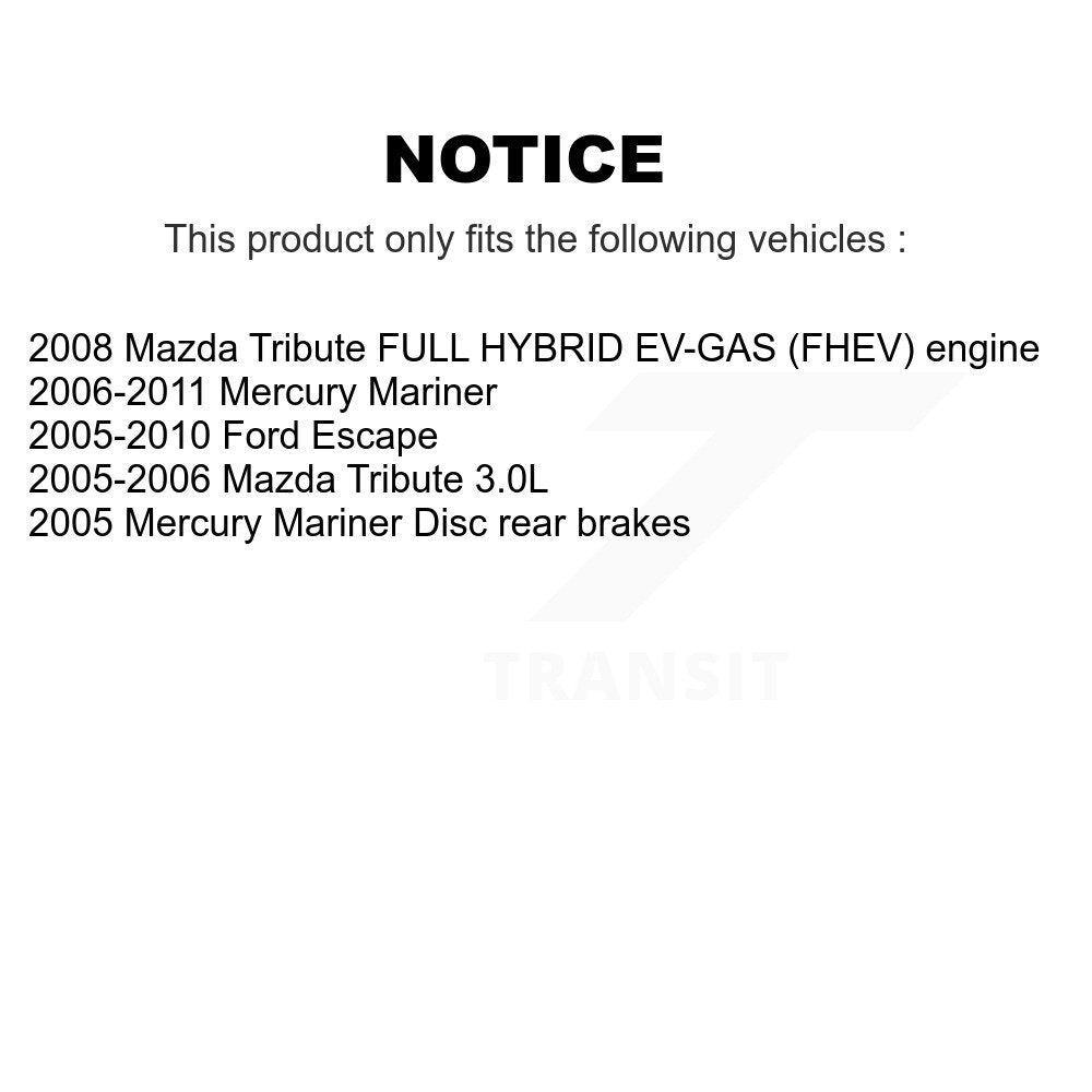 Rear Brake Caliper Rotor & Ceramic Pad Kit For Ford Escape Mazda Tribute Mercury Mariner KC8-100228T
