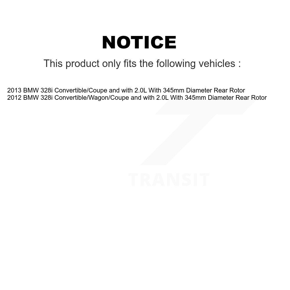 Rear Brake Caliper Rotor And Ceramic Pad Kit For BMW 328i With 345mm Diameter KC8-100305T