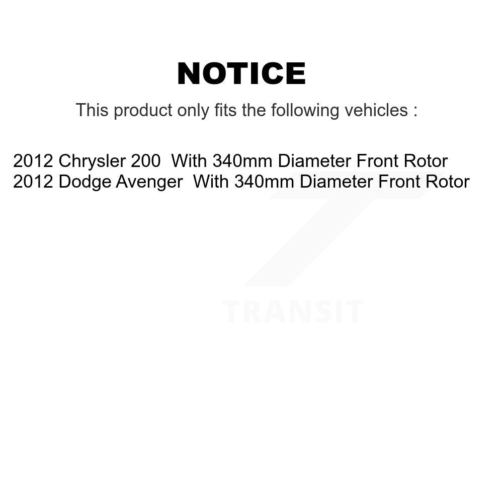 Front Disc Brake Caliper Rotors And Ceramic Pads Kit For 2012 Chrysler 200 Dodge Avenger KC8-100494T