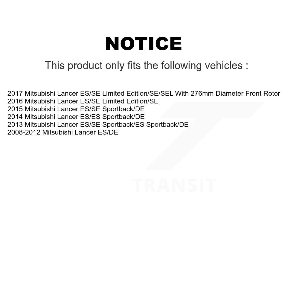 Front Disc Brake Caliper Rotors And Ceramic Pads Kit For Mitsubishi Lancer KC8-100496T