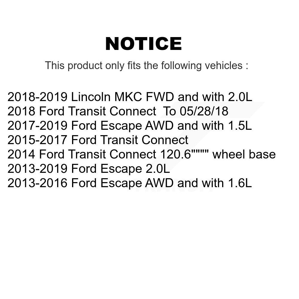Front Brake Caliper Rotors & Ceramic Pad Kit For Ford Escape Transit Connect Lincoln MKC KC8-100523T