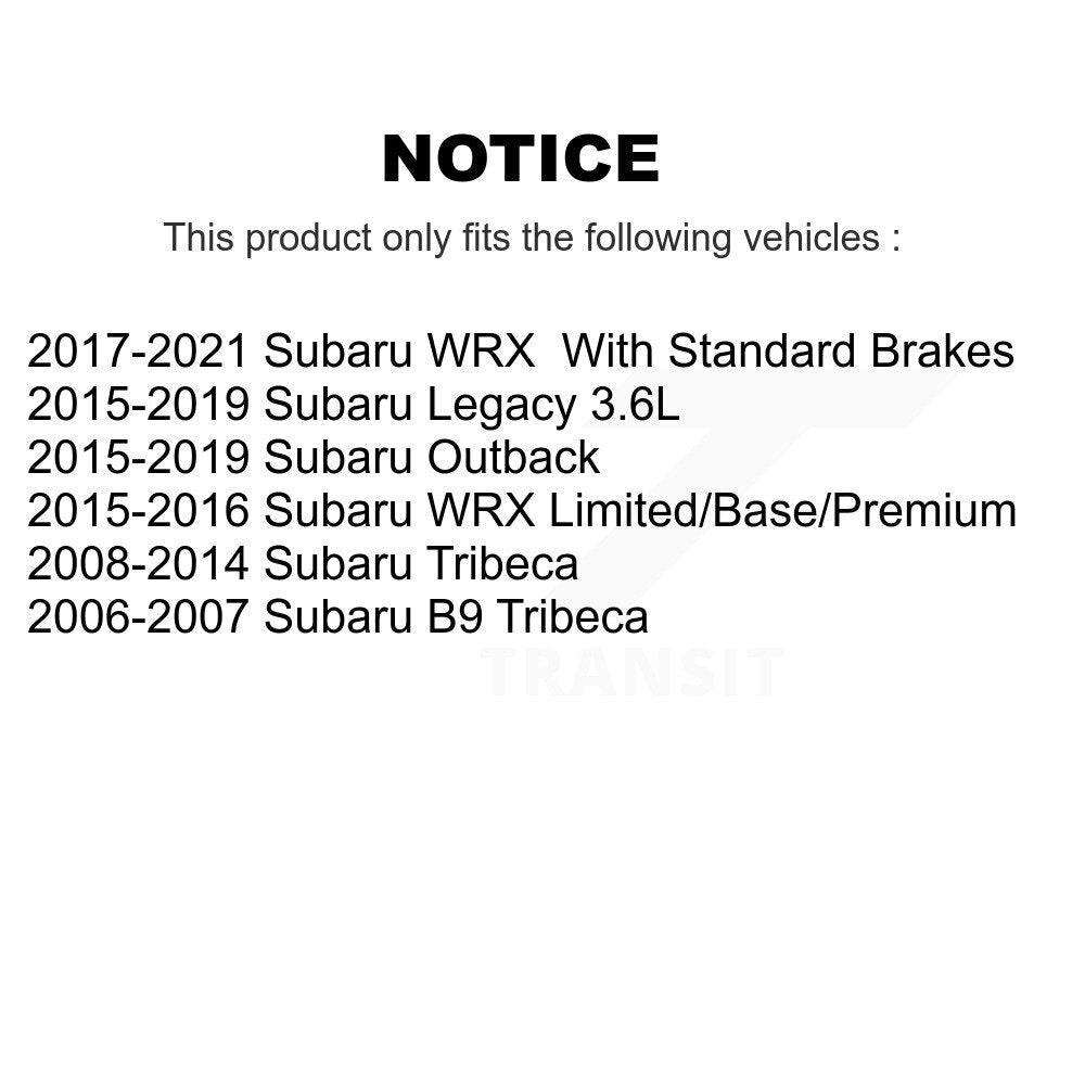 Front Disc Brake Caliper Rotors Ceramic Pad Kit For Subaru Outback WRX Legacy Tribeca B9 KC8-100641T