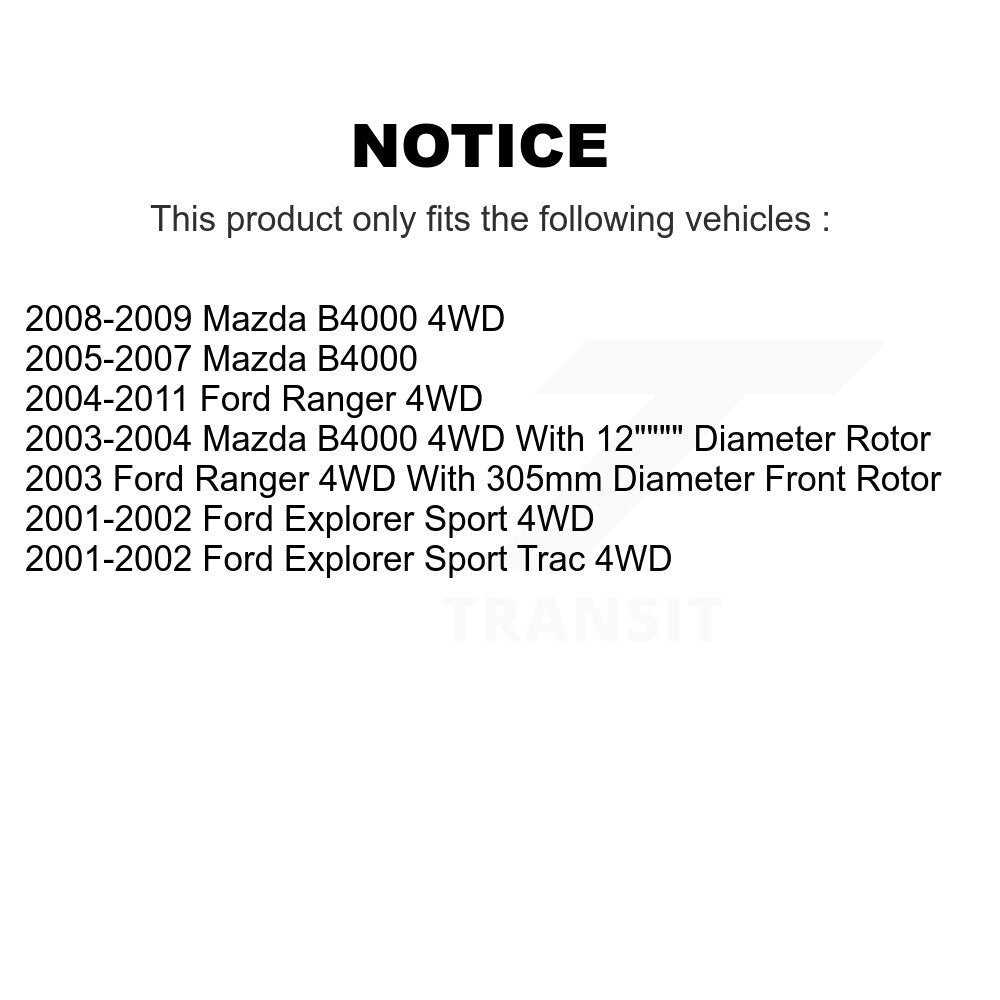 Front Brake Caliper Rotor And Ceramic Pad Kit For Ford Ranger Mazda B4000 Explorer Sport KC8-100664T