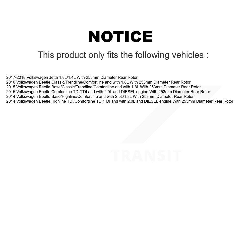 Front Rear Disc Brake Caliper Rotor & Ceramic Pad Kit (10Pc) For Volkswagen Jetta Beetle KC8-101215T