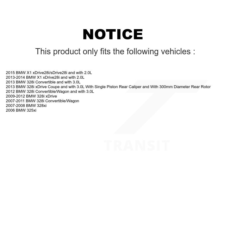 Rear Brake Coated Rotor Ceramic Pad Kit With Calipers For BMW 328i xDrive X1 328xi 325xi
