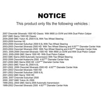 Charger l'image dans la galerie, Rear Brake Coated Rotor Ceramic Pad Kit With Calipers For Chevrolet Silverado 2500 HD H2
