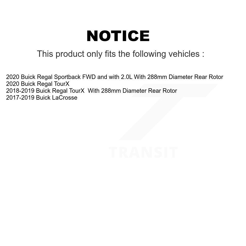 Rear Brake Coated Rotor And Ceramic Pad Kit With Calipers For Buick LaCrosse Regal TourX