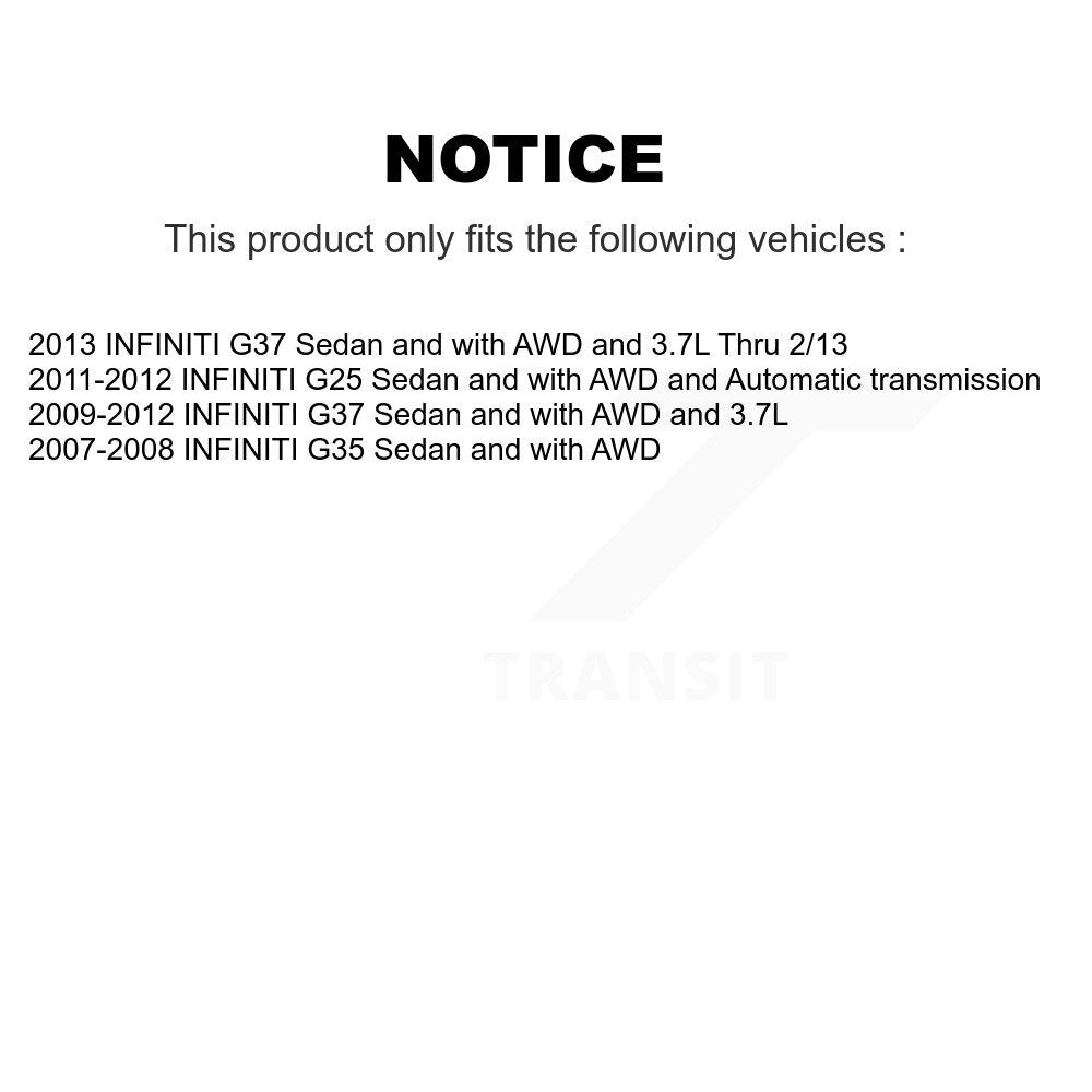Front CV Axle Drive Shaft Complete Assembly Kit For INFINITI G37 G35 G25