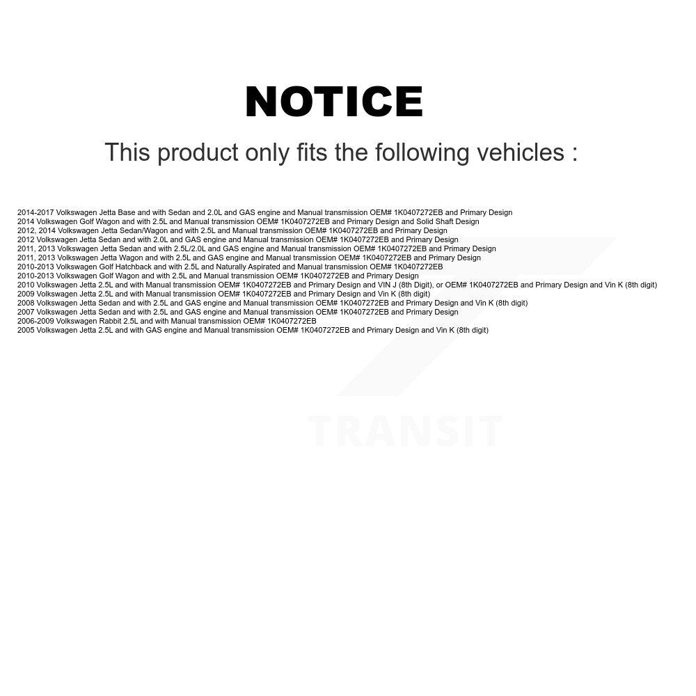 Front CV Axle Drive Shaft Complete Assembly Kit For Volkswagen Jetta Golf Rabbit KCV-100306