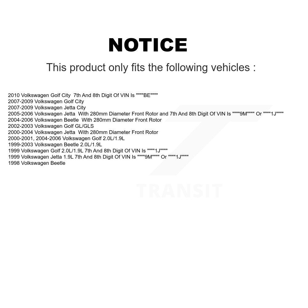 Front Rear Ceramic Brake Pads Kit For Volkswagen Jetta Beetle Golf City