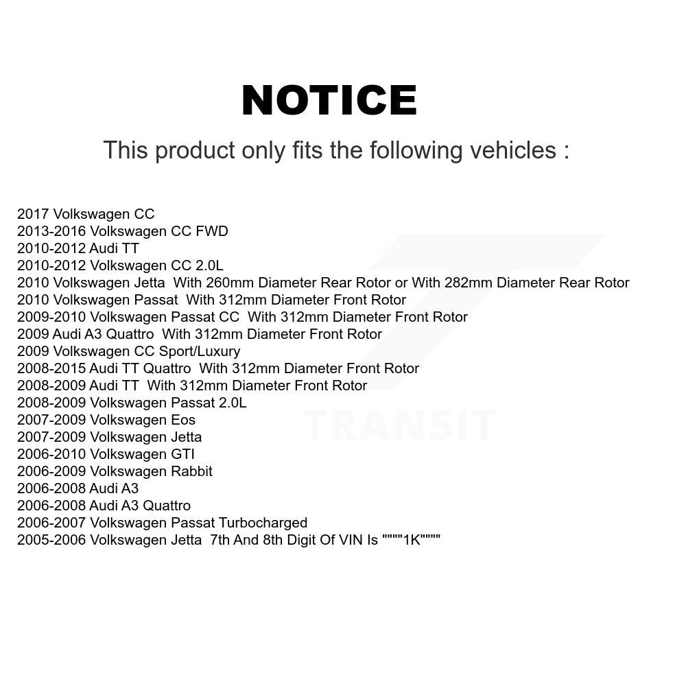 Front Rear Ceramic Brake Pads Kit For Volkswagen Jetta CC Passat GTI Audi Rabbit