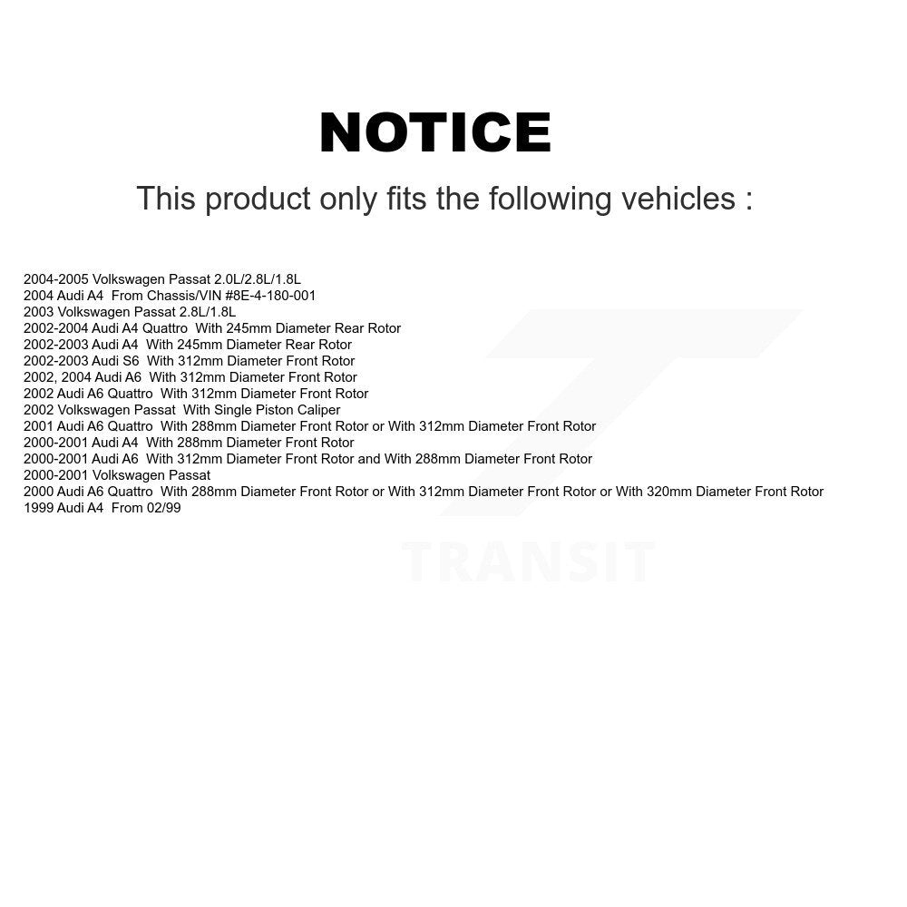Front Rear Ceramic Brake Pads Kit For Volkswagen Passat Audi A4 Quattro A6 S6