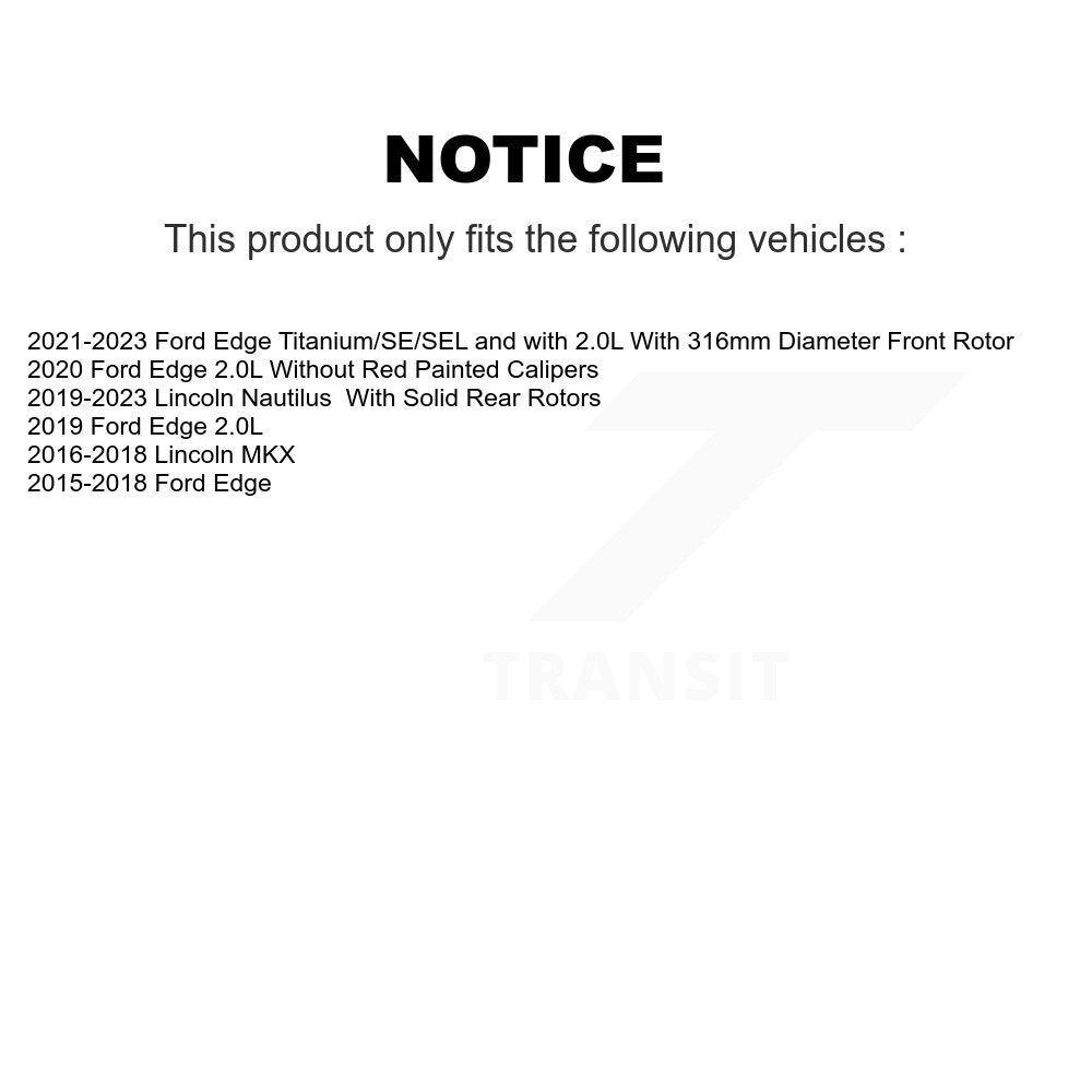 Front Rear Ceramic Brake Pads Kit For Ford Edge Lincoln MKX Nautilus