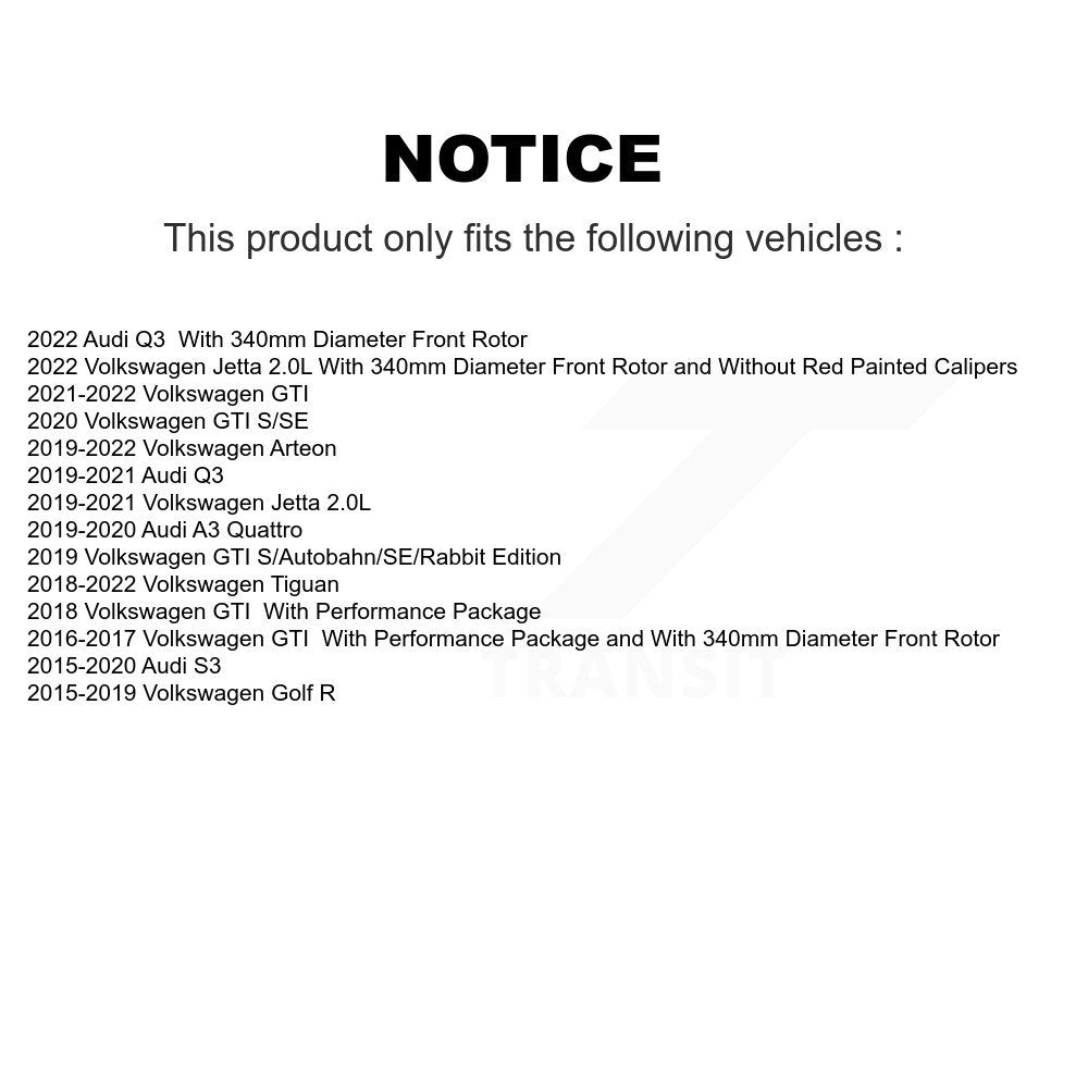 Front Drilled Slot Brake Rotor Ceramic Pad Kit For Volkswagen Tiguan Jetta GTI R