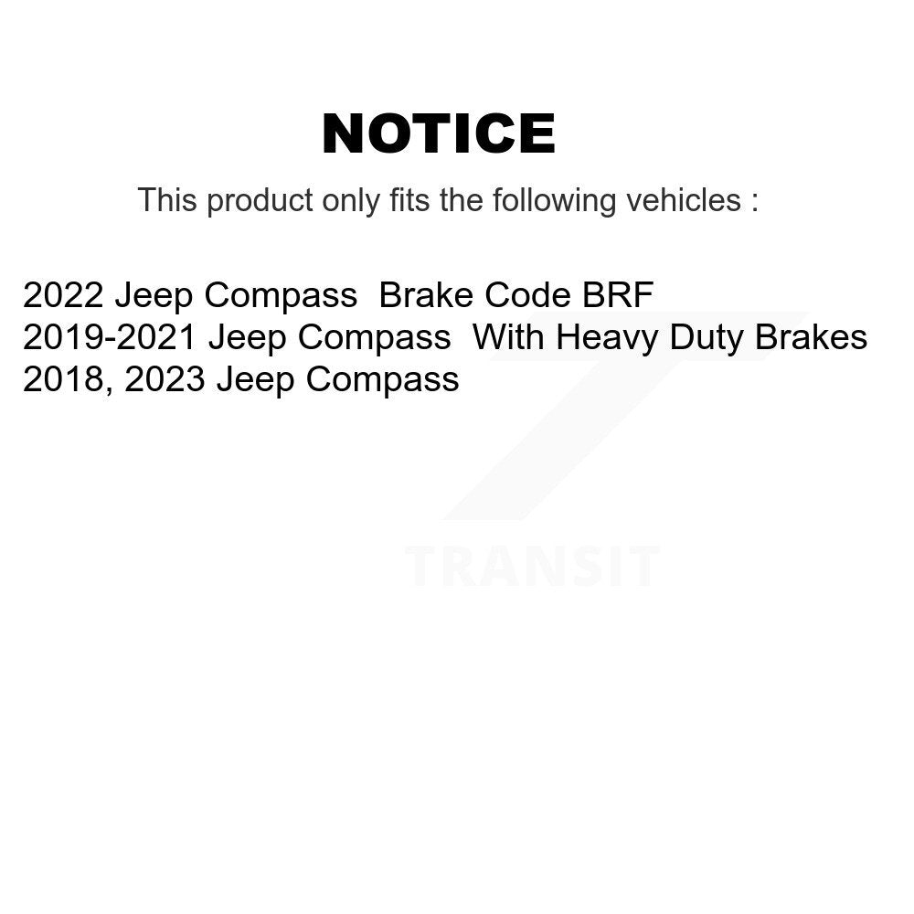 Rear Coated Drilled Slotted Disc Brake Rotors & Ceramic Pad Kit For Jeep Compass