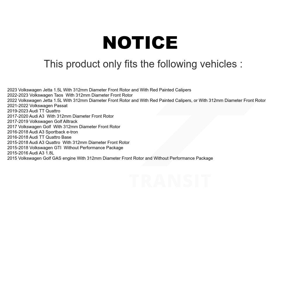 Front Coated Brake Rotor Ceramic Pad Kit For Volkswagen Audi GTI A3 Quattro Golf