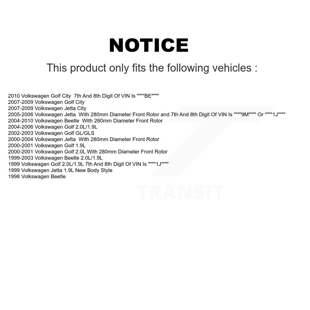 Front Coated Brake Rotor & Ceramic Pad Kit For Volkswagen Jetta Beetle Golf City