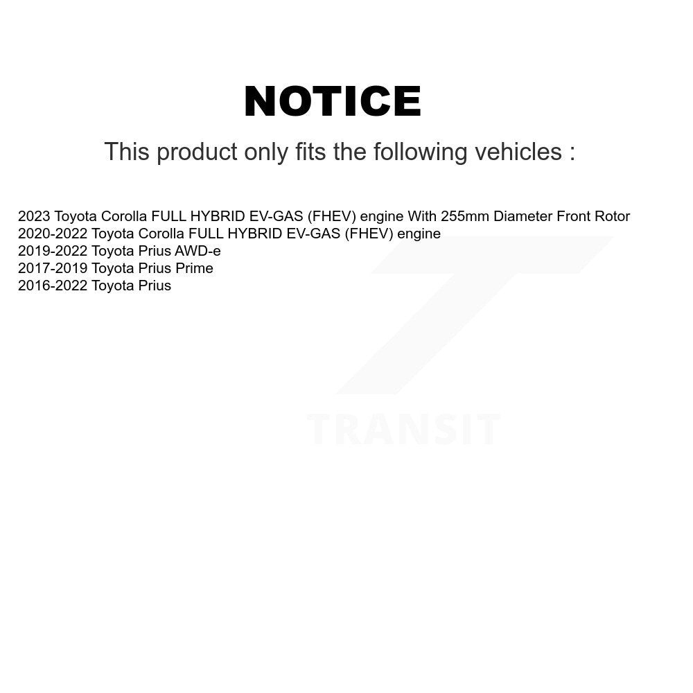 Front Coat Disc Brake Rotor Ceramic Pad Kit For Toyota Prius Corolla Prime AWD-e