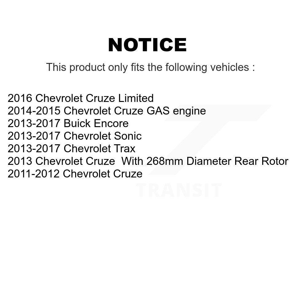 Kit de rotor de frein arrière et de plaquettes en céramique, pour Chevrolet Cruze Sonic Buick Encore 