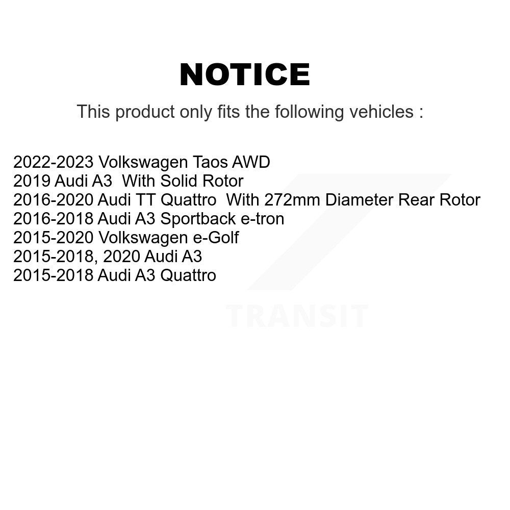 Rear Coat Disc Brake Rotor Ceramic Pad Kit For Audi A3 Quattro Volkswagen e-Golf