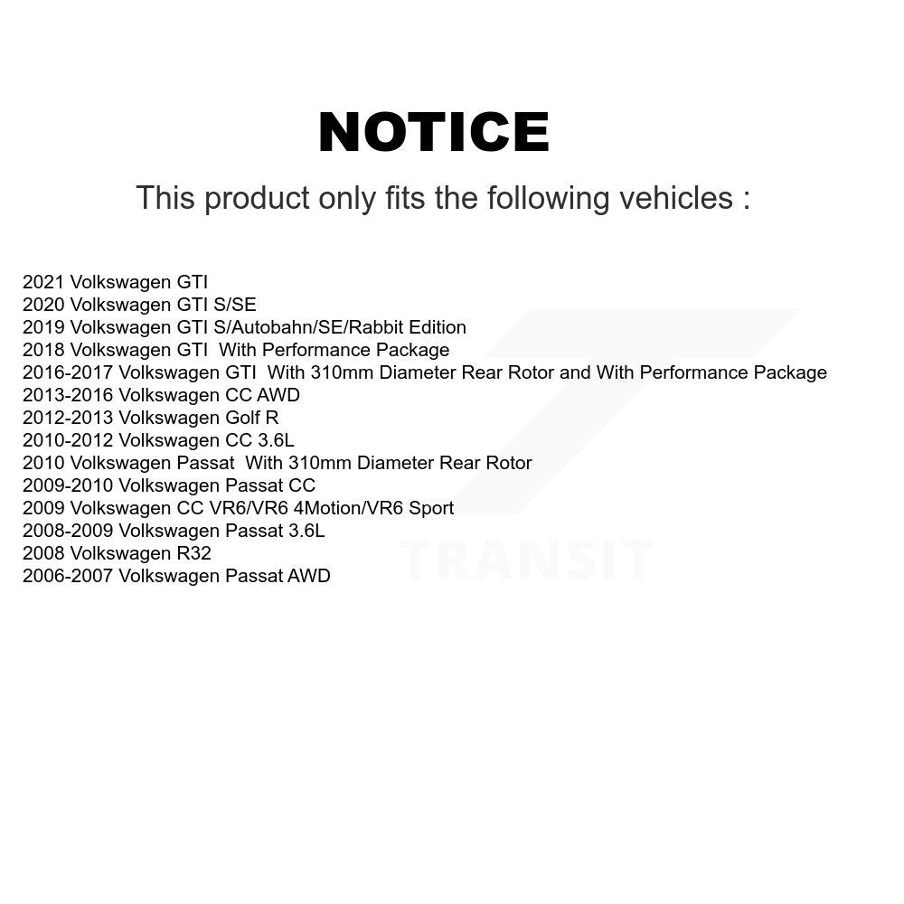 Rear Coated Brake Rotors Ceramic Pad Kit For Volkswagen CC Passat GTI Golf R R32