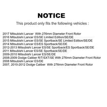 Charger l'image dans la galerie, Front Coat Disc Brake Rotors Ceramic Pad Kit For Dodge Caliber Mitsubishi Lancer